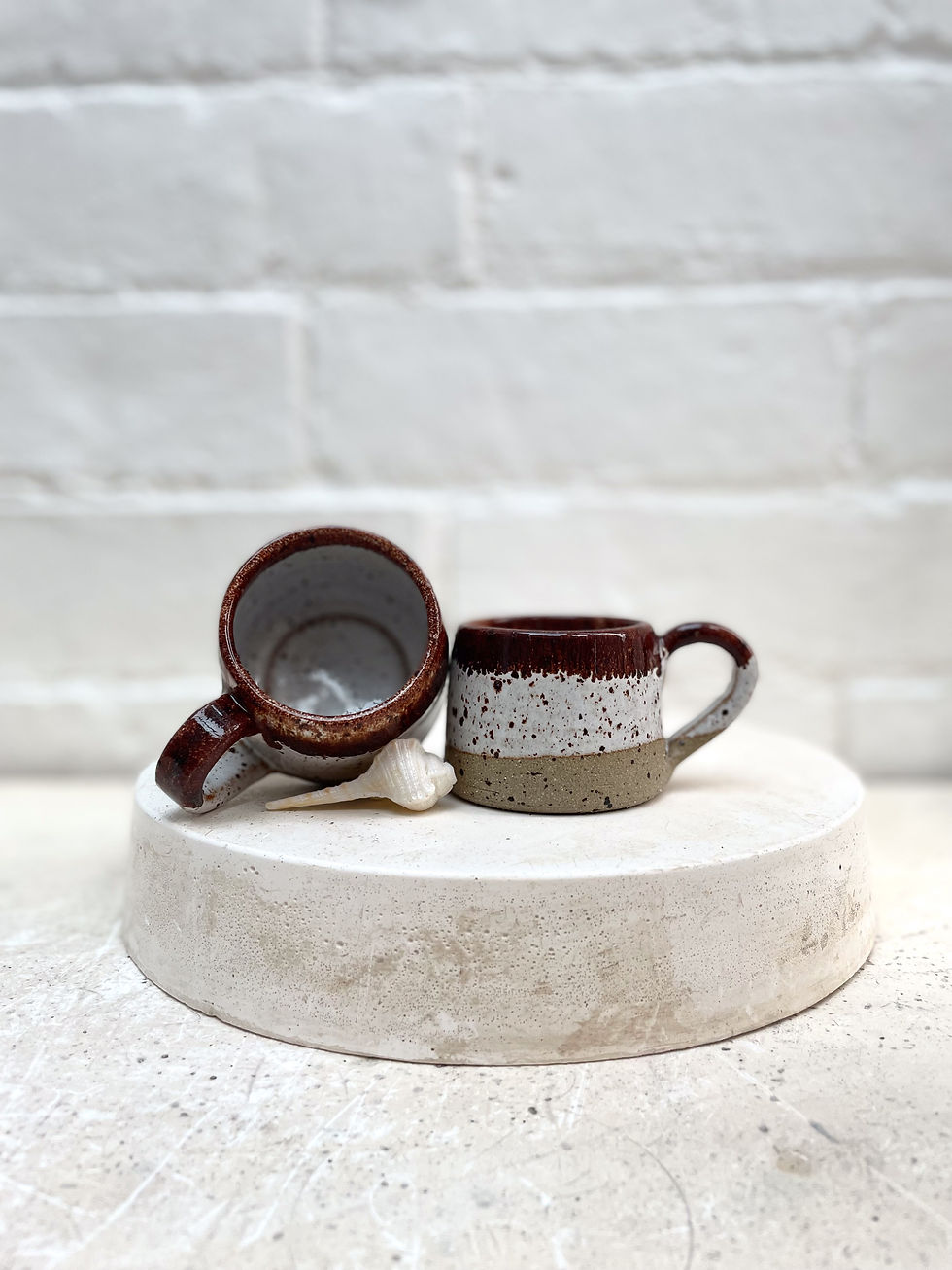 Thumbnail: Small 75ml espresso cups in white with coloured rims in assorted colours.