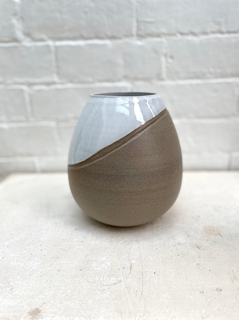 Thumbnail: Round Shaped Vase in dark grey and white, vase, gift