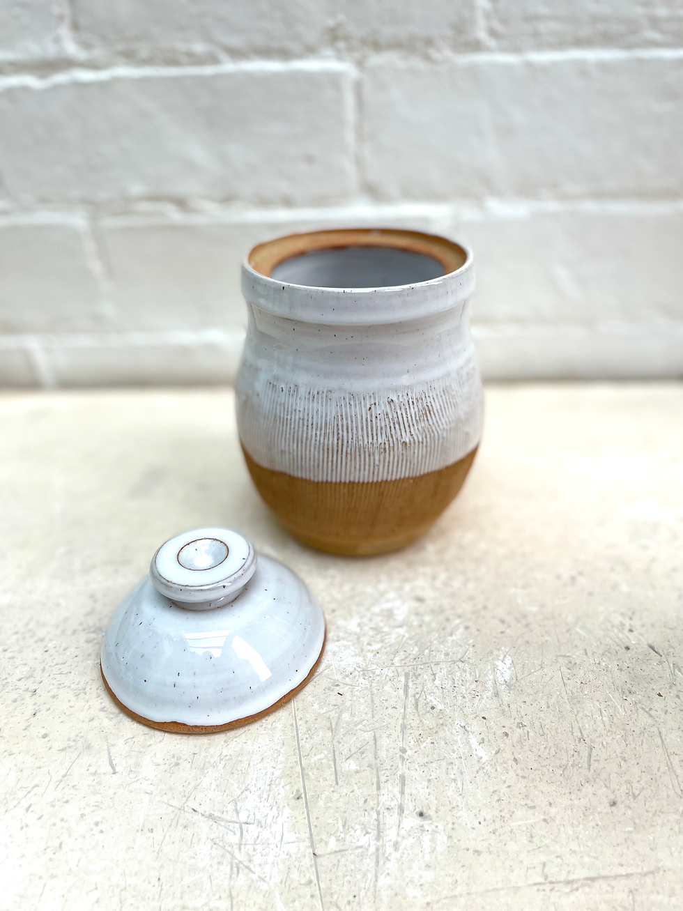 Thumbnail: Lidded Storage Jars - white