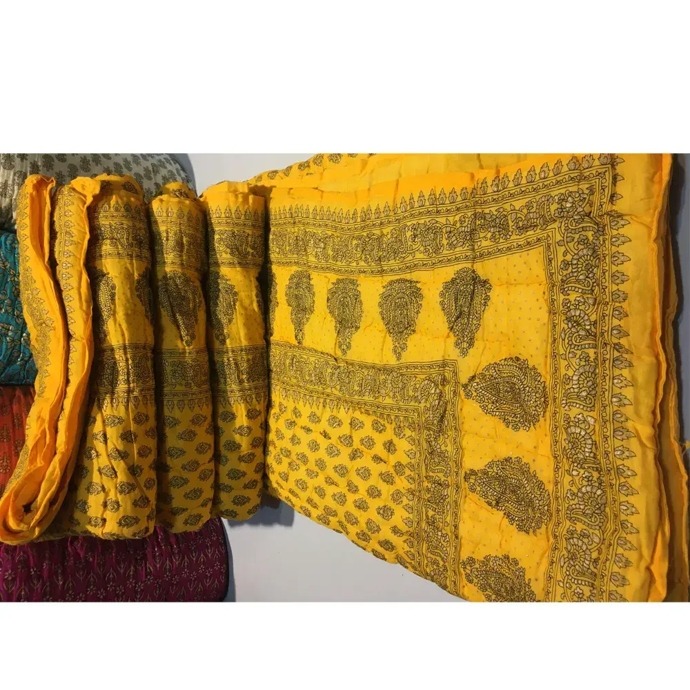 Yellow Colour Cotton Double Bed Jaipuri Razai