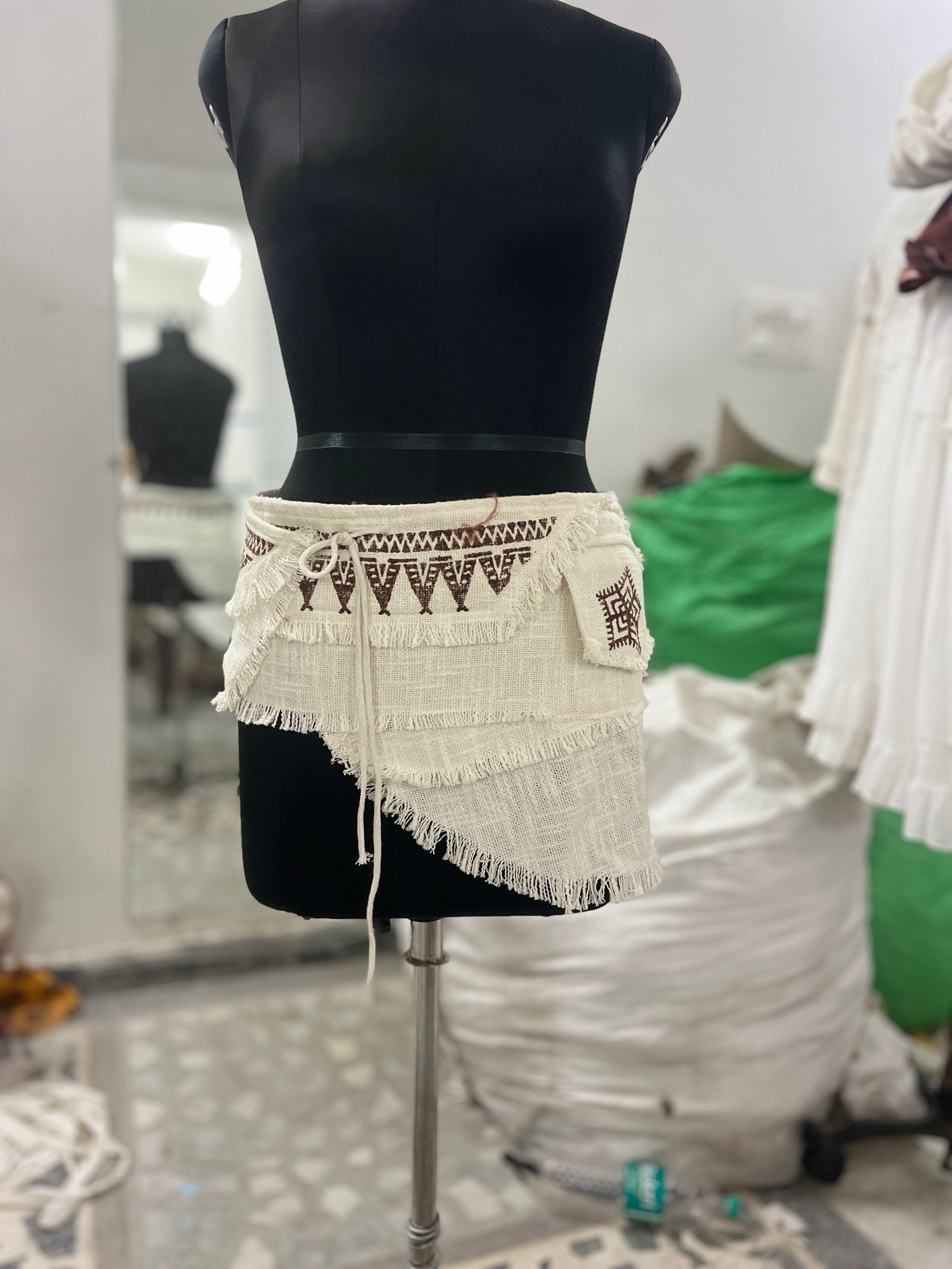 Jute Money Belt With Block Print