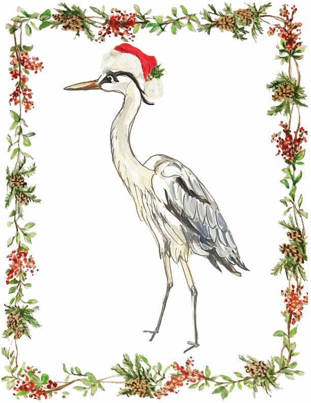 118 Holiday Heron with Border