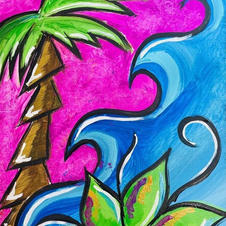 Palm tree and waves