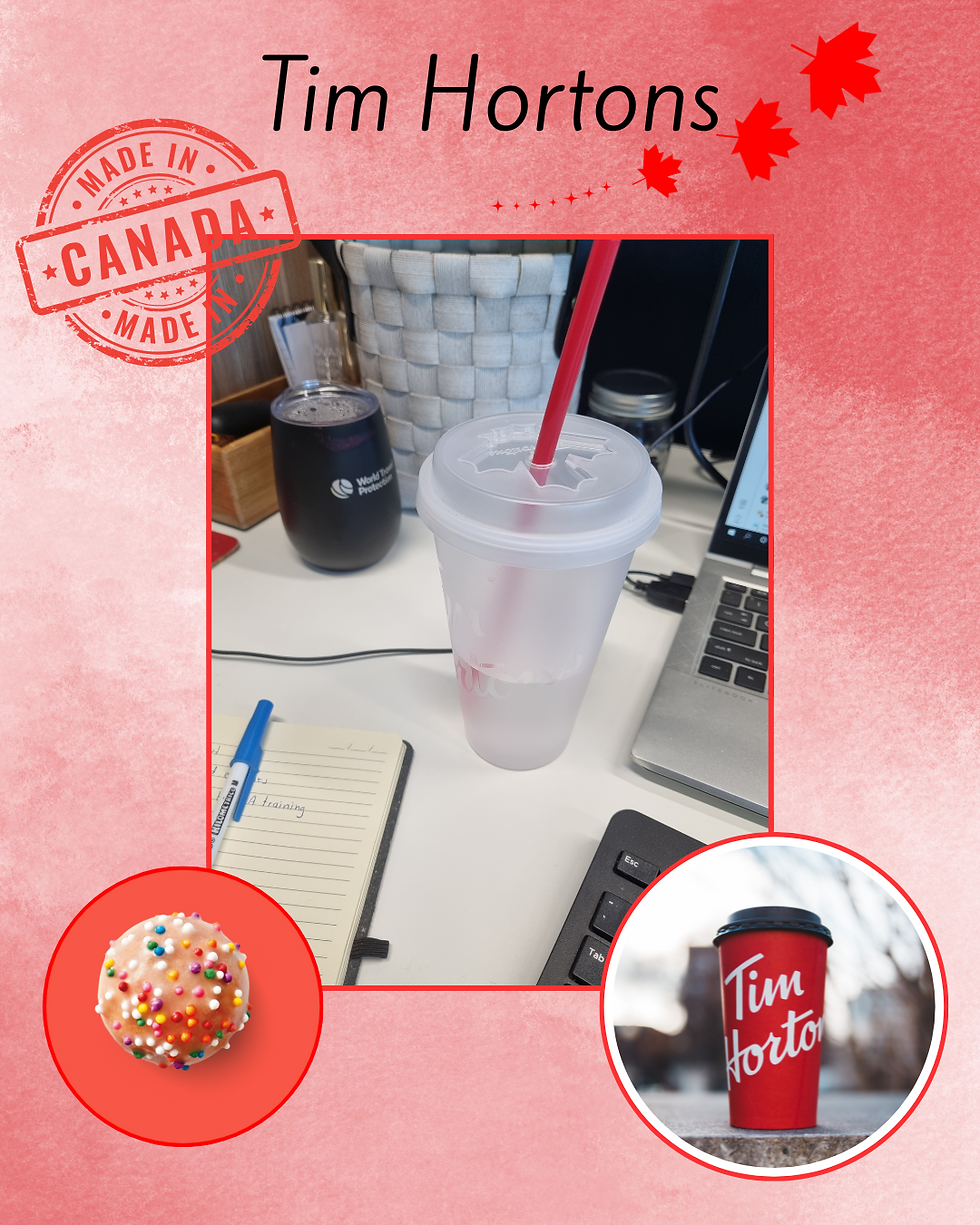 Timbits and coffee cup images taken from the Tim Hortons website.