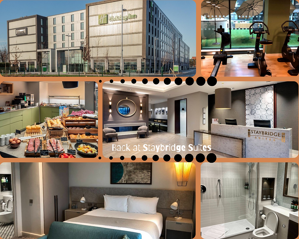 The collage says "back" at Staybridge as these photos are in the post of my third and final trip to London in my global role.. All photos taken from the hotel website.