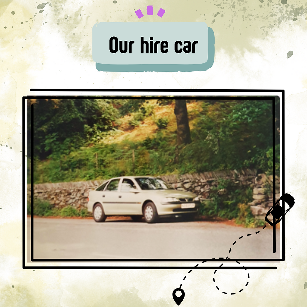 That's our car, parked somewhere in the English countryside during our two-week trip.