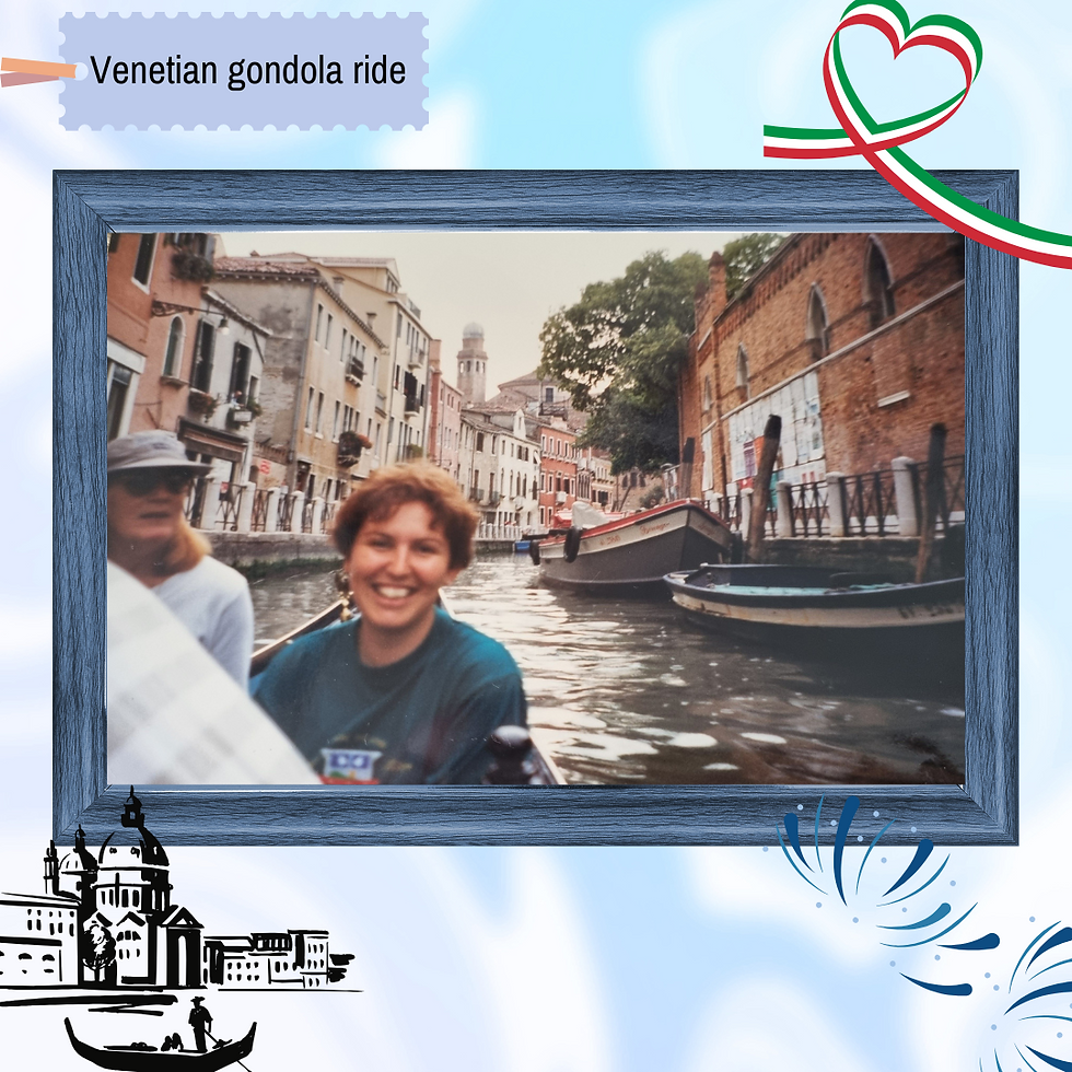 This terrible quality photo below at least shows me smiling. I must have recovered from my mortifying gondolier experience by then!