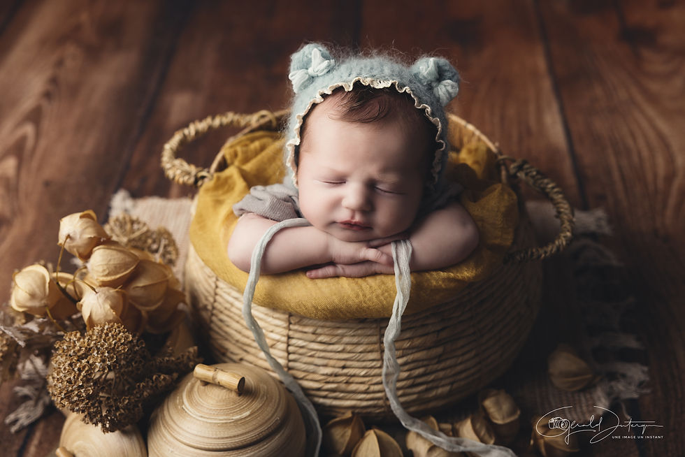 Photographe naissance Ardennes – portrait artistique bébé et enfant en studio fond bois
