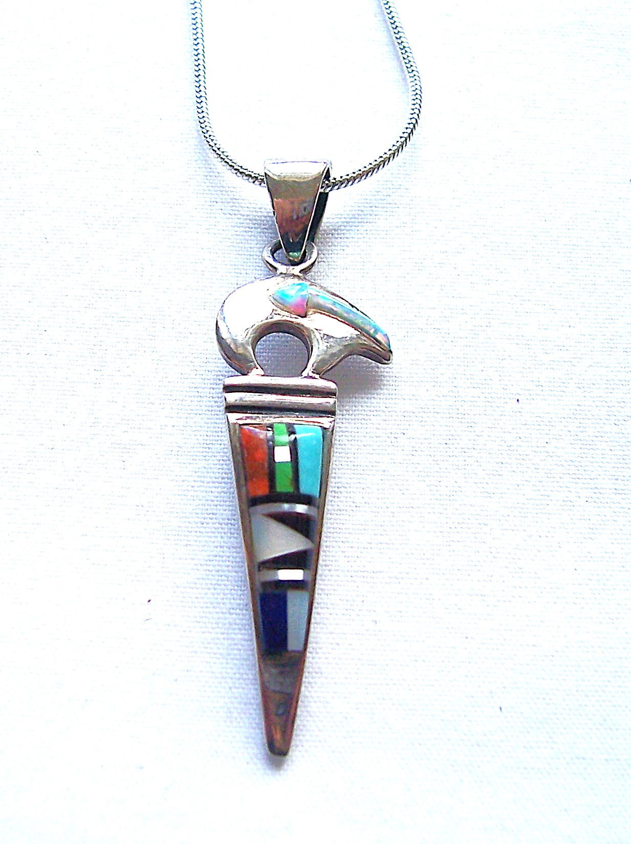 Navajo Silver Inlay Bear pendant