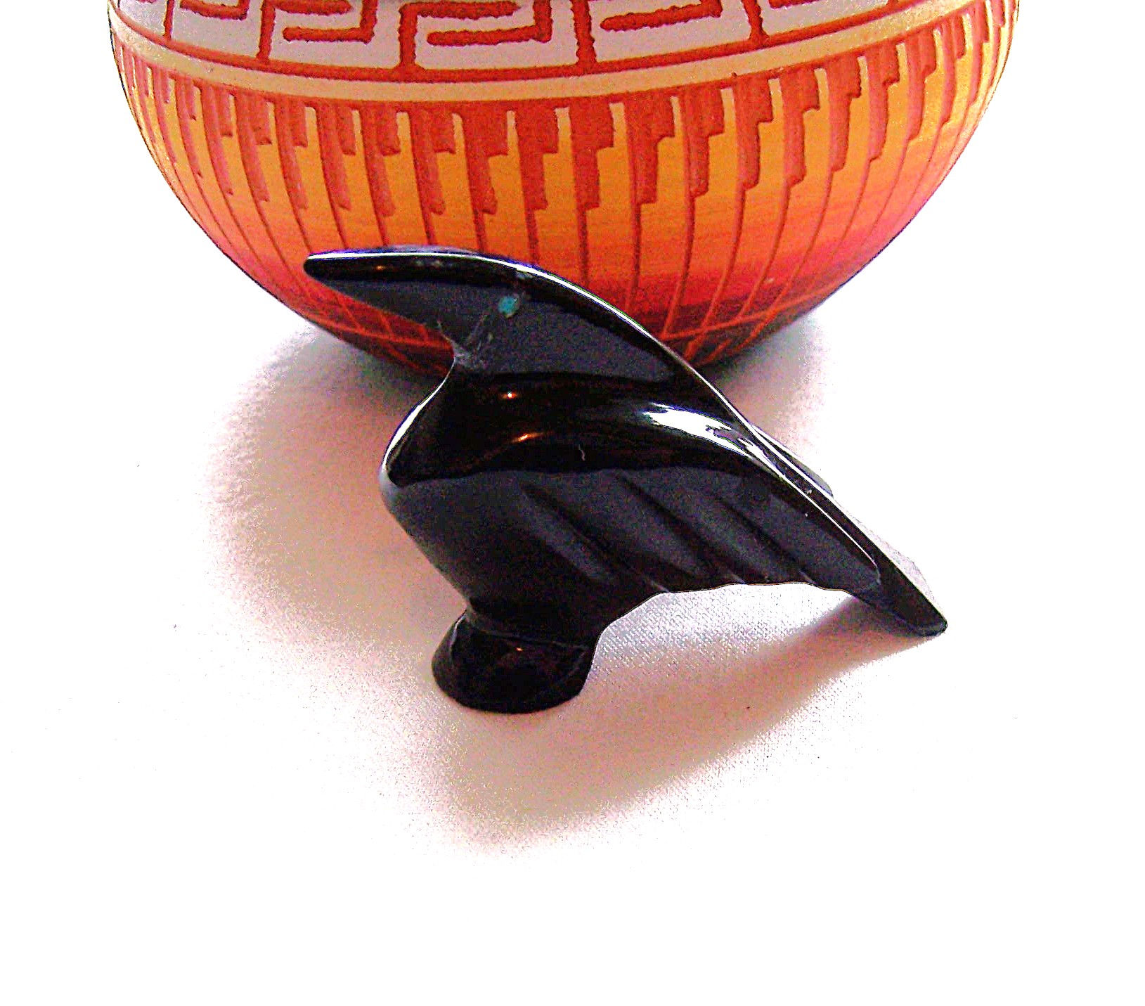 ZUNI BLACK MARBLE RAVEN BY CALVERT BOWANNIE