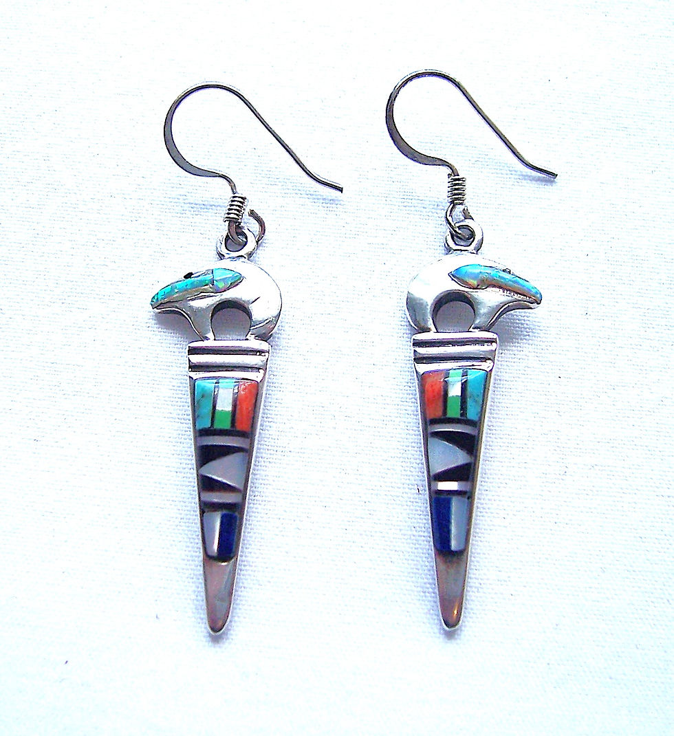 Navajo Silver Inlay Bear Earrings