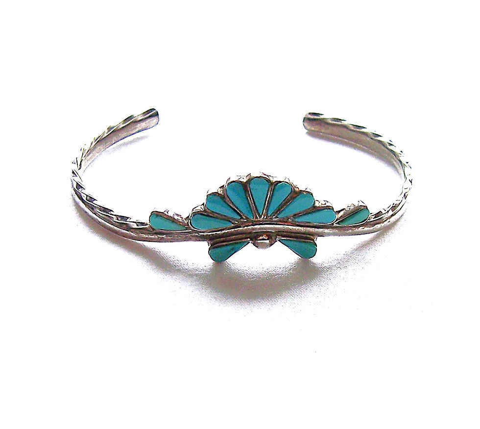 Zuni Silver and Turquoise Bracelet By Loyolite Tsattie