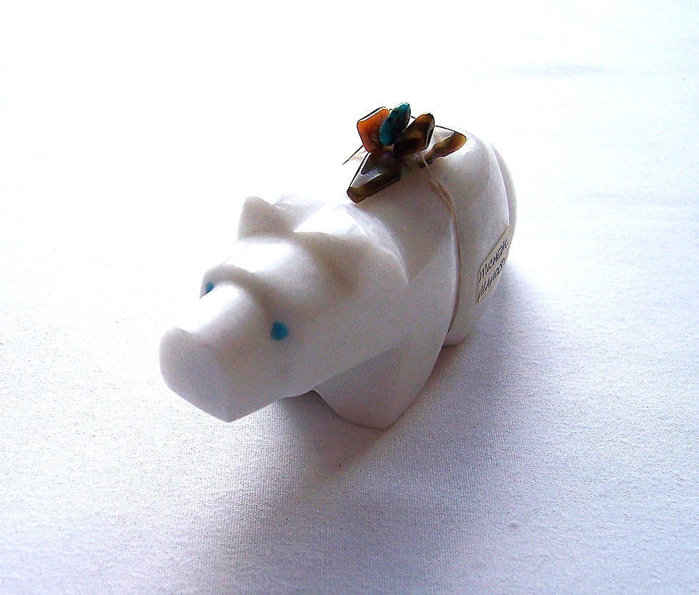 ZUNI WHITE MARBLE BEAR BY MICHEAL MAHOOTY