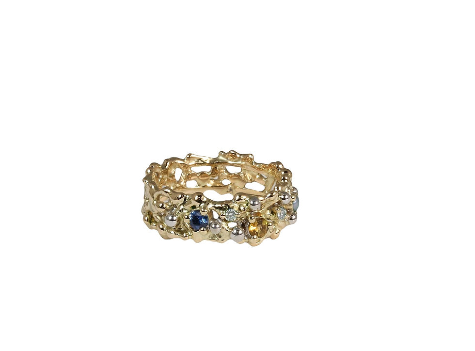 Thumbnail: Delicate ENIGMA FLORA ring with gemstones, Atelje DR jewelry