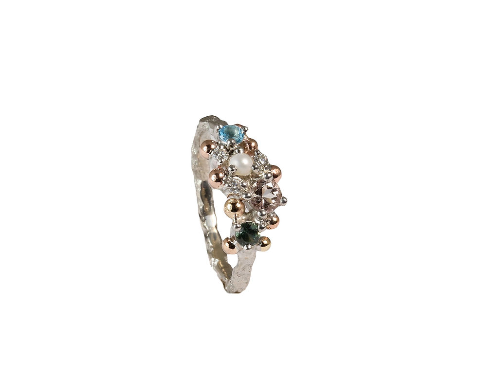 Thumbnail: Playful FAMILY MARISA ring with Morganite stone, Atelje DR jewelry