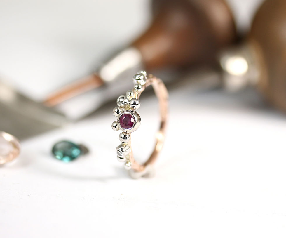 Thumbnail: LINDA gold ring with Ruby and diamonds, Atelje DR jewelry