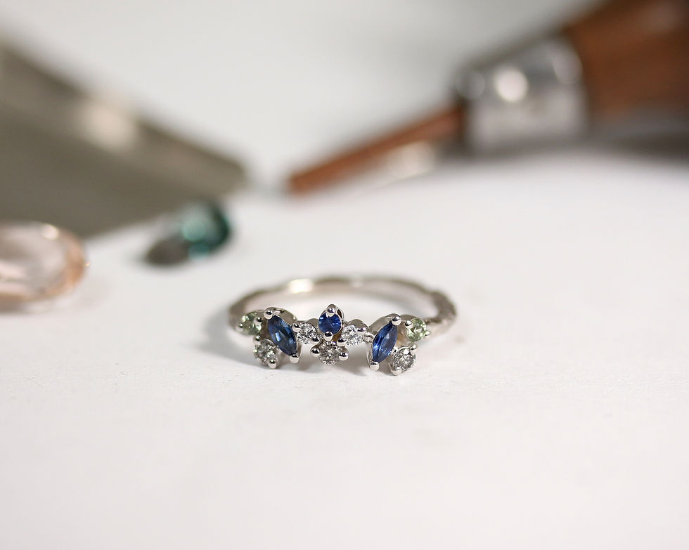 Thumbnail: PRINCESS BEATRICE white gold ring with blue Sapphire, Atelje DR jewelry