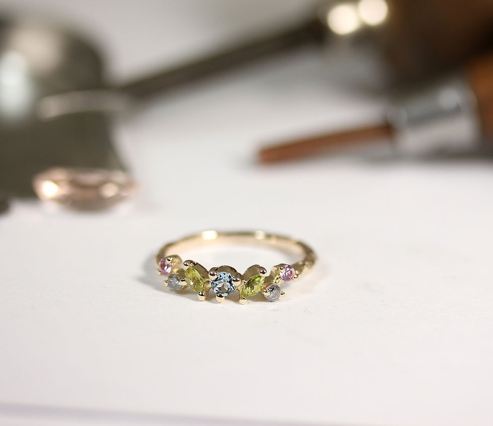 Thumbnail: PRINCESS minimalist ring with rainbow stones