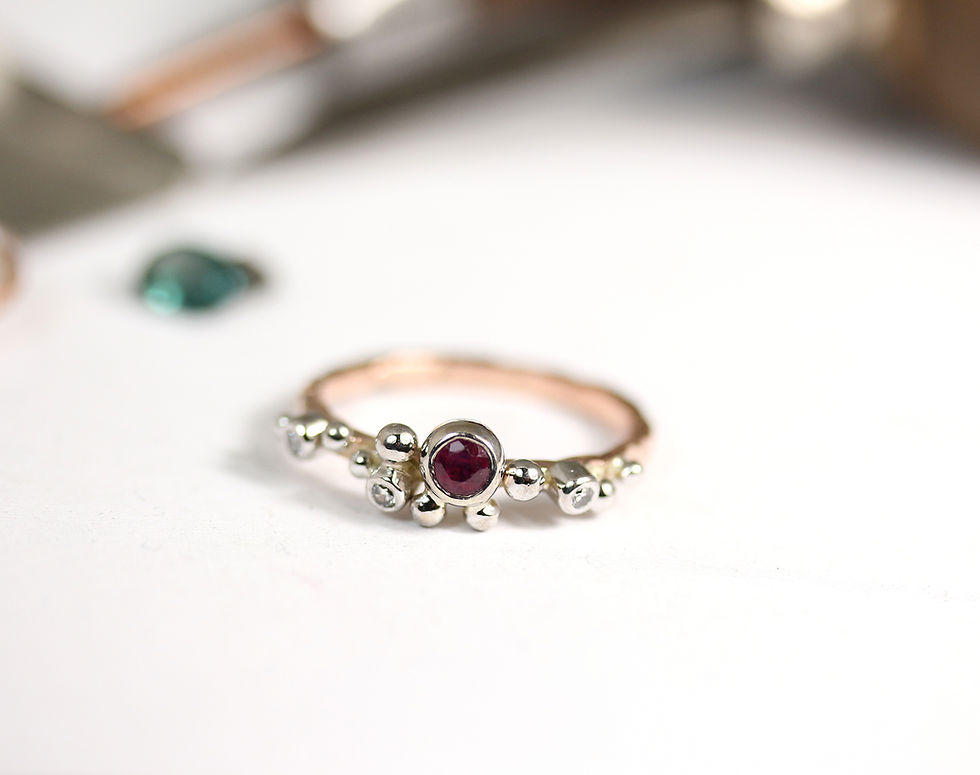 Thumbnail: LINDA gold ring with Ruby and diamonds, Atelje DR jewelry