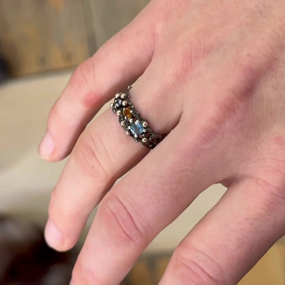 Thumbnail: Black ENIGMA lace-inspired ring, Atelje DR jewelry