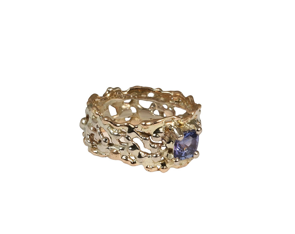 Sličica: ENIGMA wide ring with cushion Tanzanite stone, Atelje DR jewelry