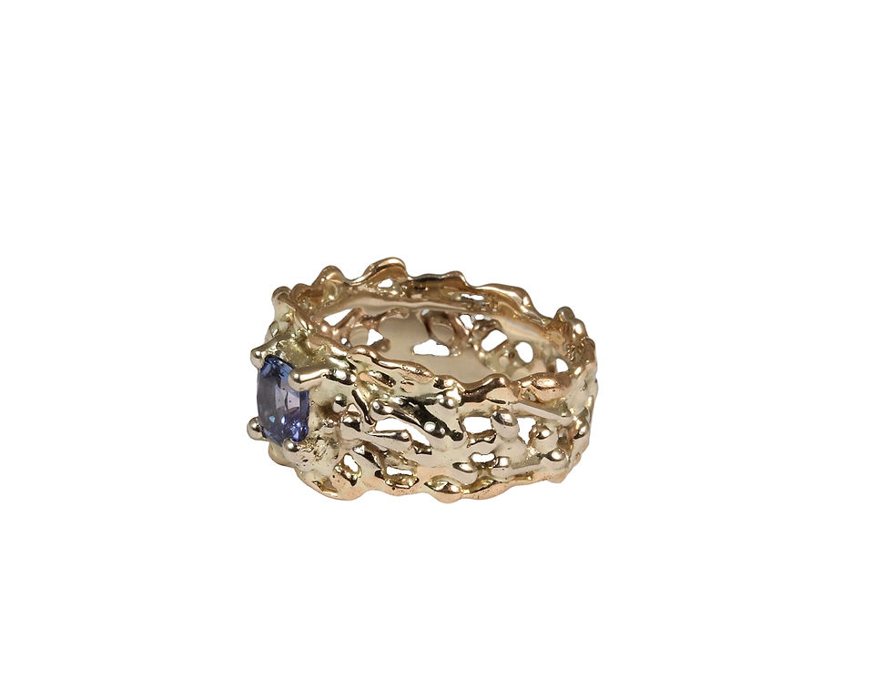 Thumbnail: ENIGMA wide ring with cushion Tanzanite stone, Atelje DR jewelry
