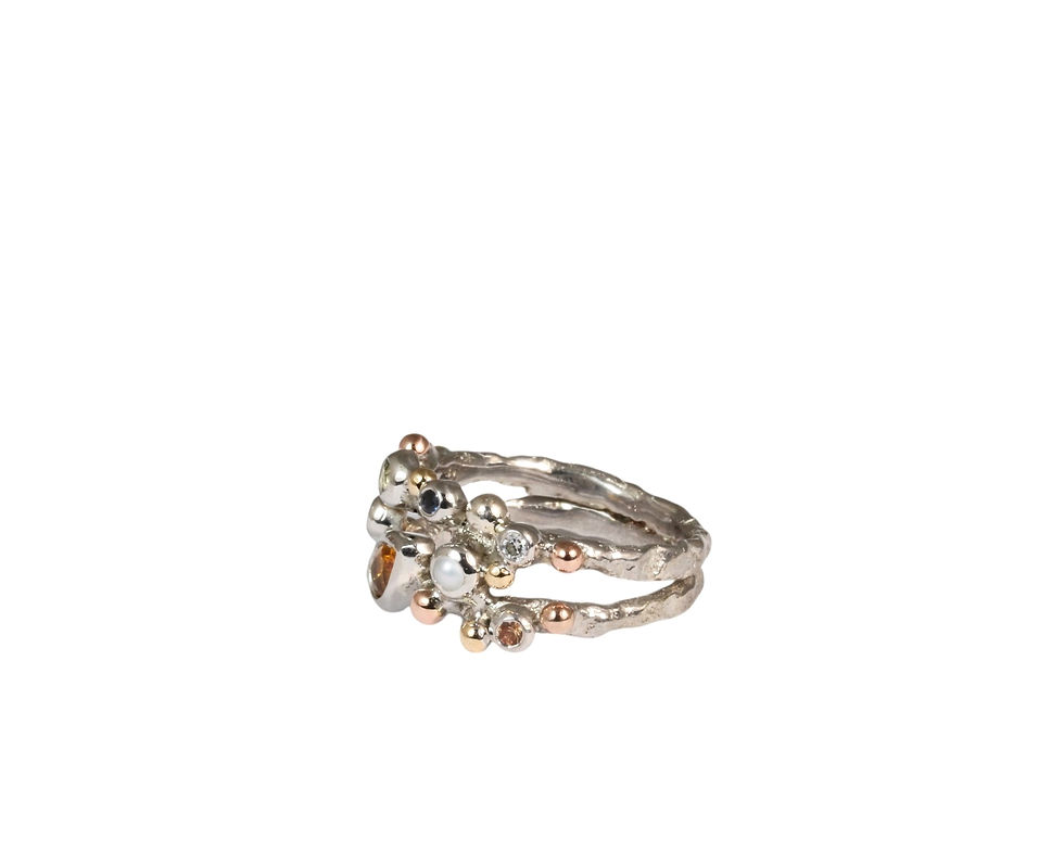 Thumbnail: Blossom ring with gemstones, Atelje DR jewelry