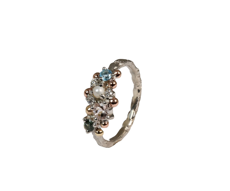 Thumbnail: Playful FAMILY MARISA ring with Morganite stone, Atelje DR jewelry