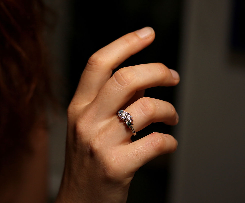 Thumbnail: Playful FAMILY MARISA ring with Morganite stone, Atelje DR jewelry