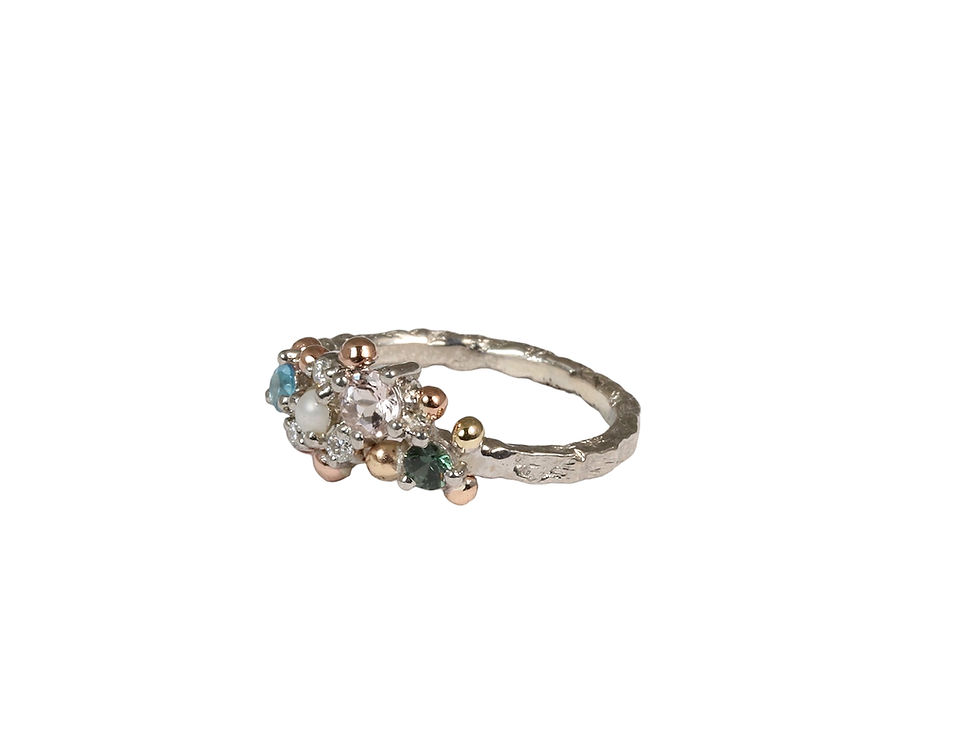 Thumbnail: Playful FAMILY MARISA ring with Morganite stone, Atelje DR jewelry