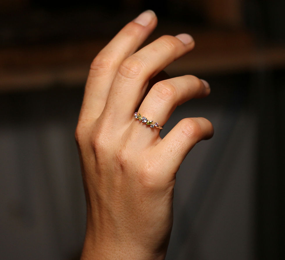 Thumbnail: PRINCESS minimalist ring with rainbow stones
