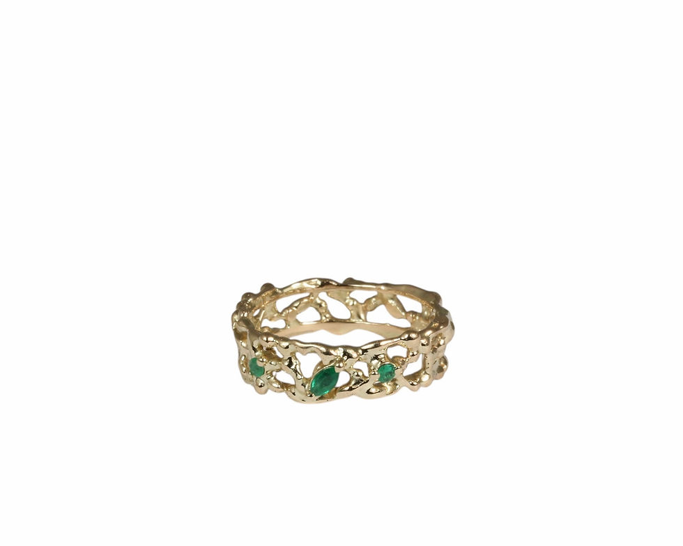 Enigma gold ring with Emeralds, Atelje DR jewelry