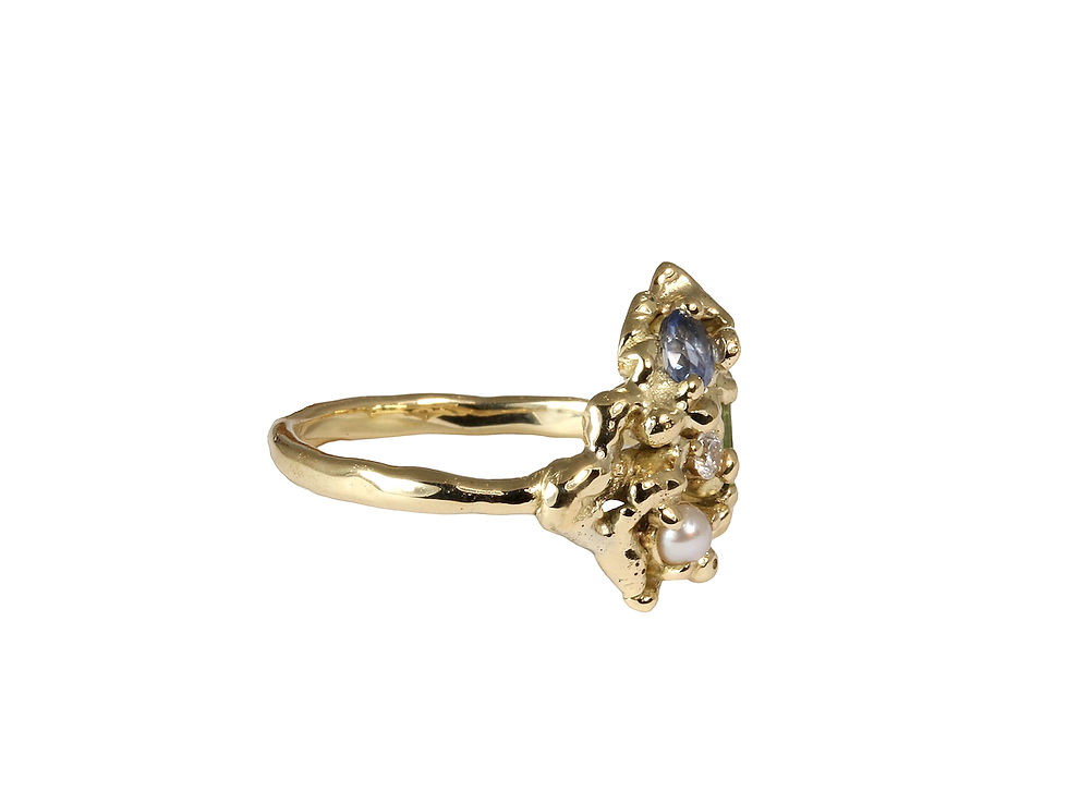 Sličica: Yellow gold family ring with varius gemstones