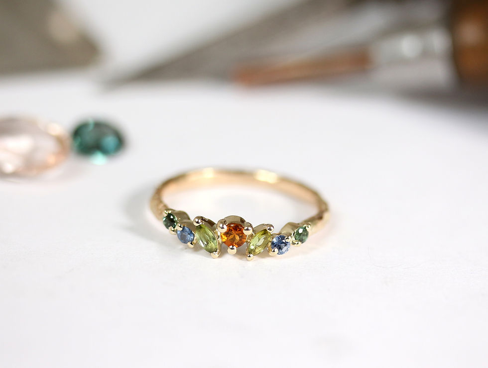 Thumbnail: Minimalistic Princess Dina ring with Sapphires, Atelje DR jewelry
