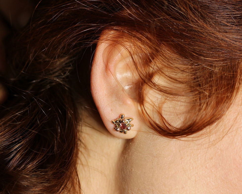 Playful earrings LUNA with Pink Tourmalines, Atelje DR jewerly