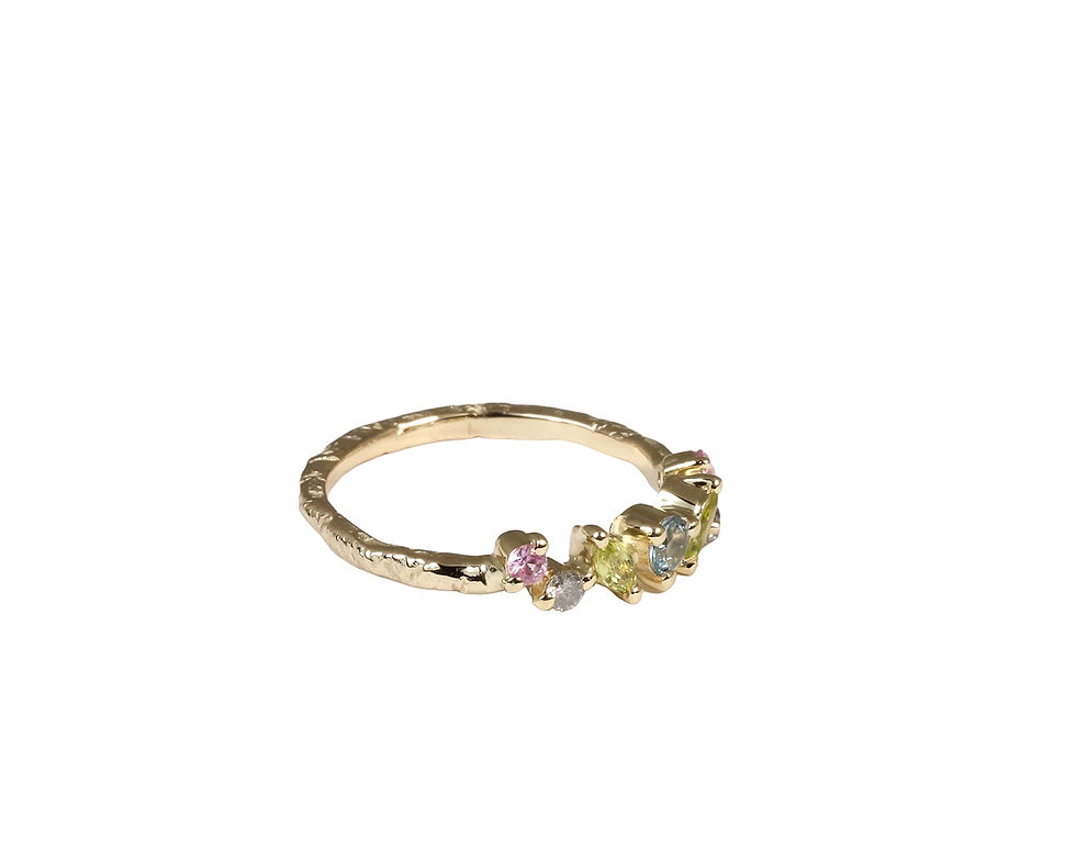 Thumbnail: PRINCESS minimalist ring with rainbow stones