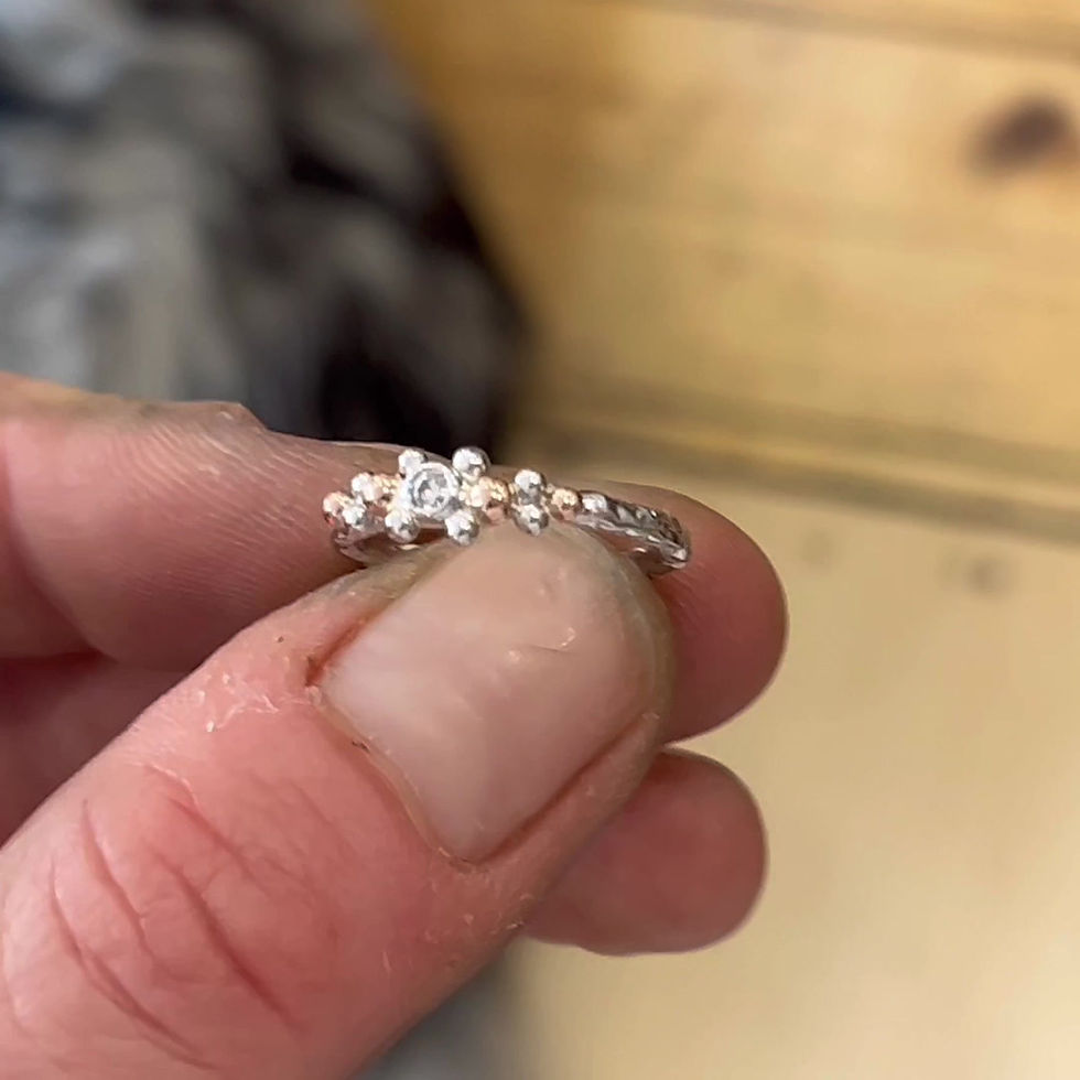Thumbnail: Unique AVA diamond ring in white and rose gold, Atelje DR jewelry