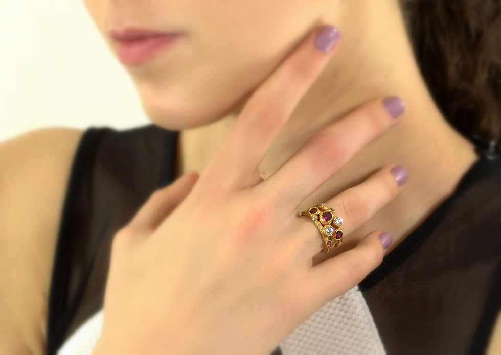 Thumbnail: EMMA gold plated ring with Rubies