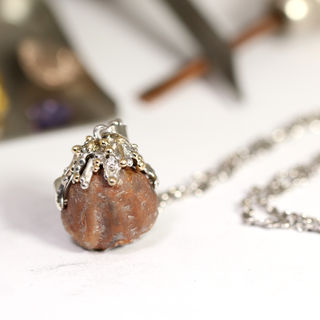Unique necklace with fossilized shell