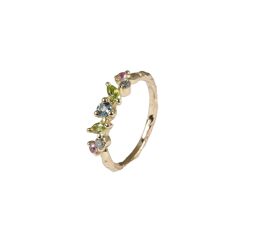 Thumbnail: PRINCESS minimalist ring with rainbow stones