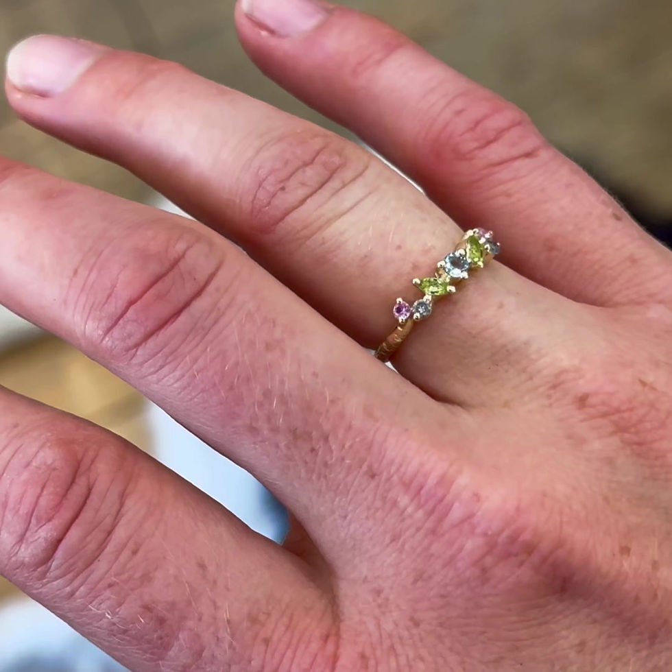 Thumbnail: PRINCESS minimalist ring with rainbow stones