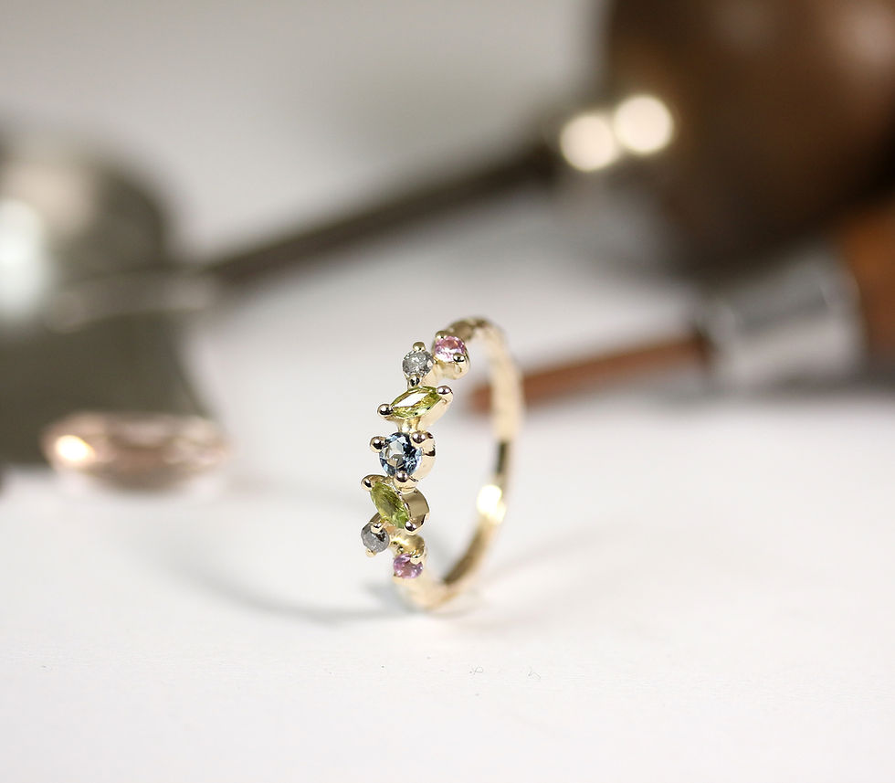 Thumbnail: PRINCESS minimalist ring with rainbow stones