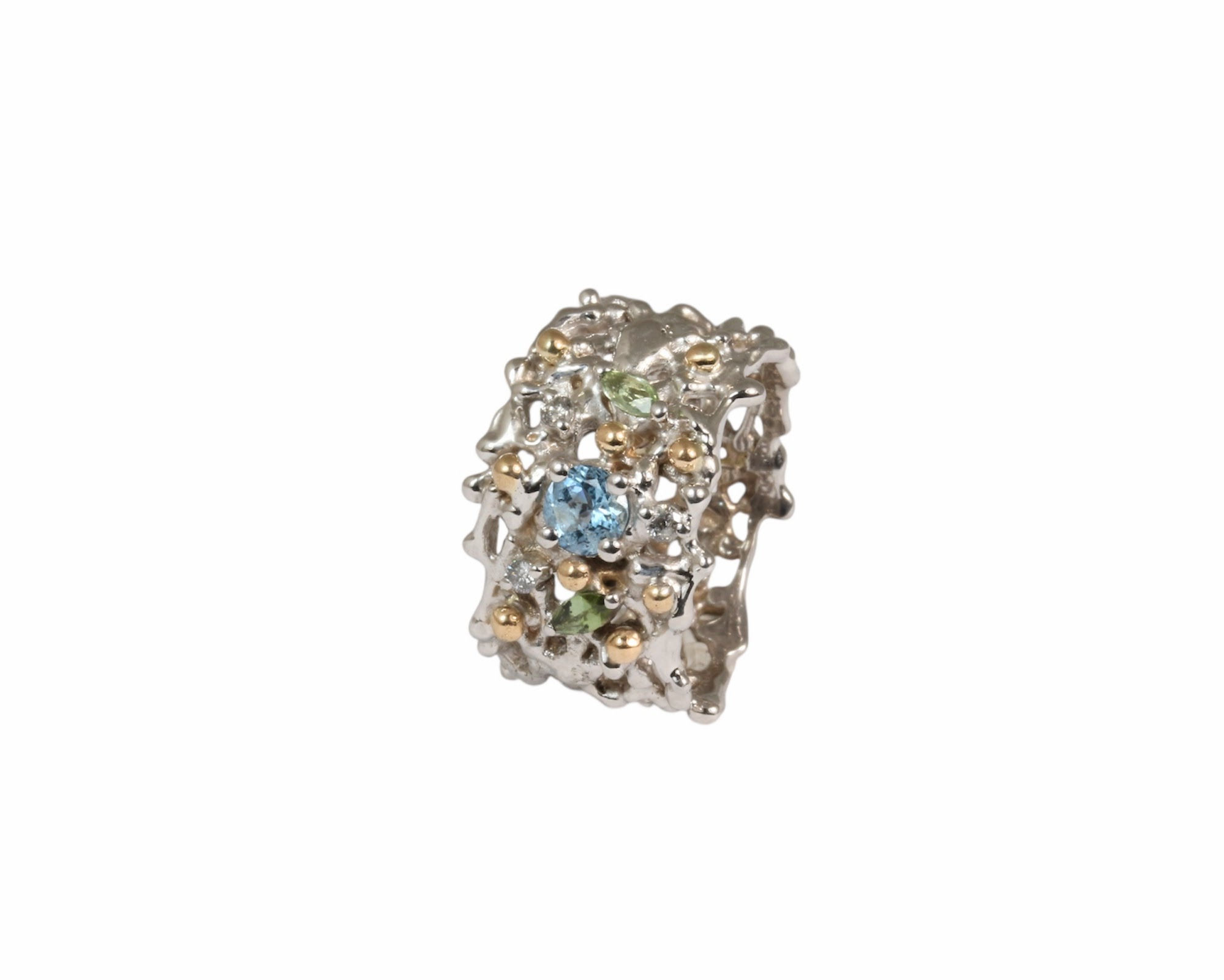 Enigma Aqua ring with gemstones, Atelje DR jewelry