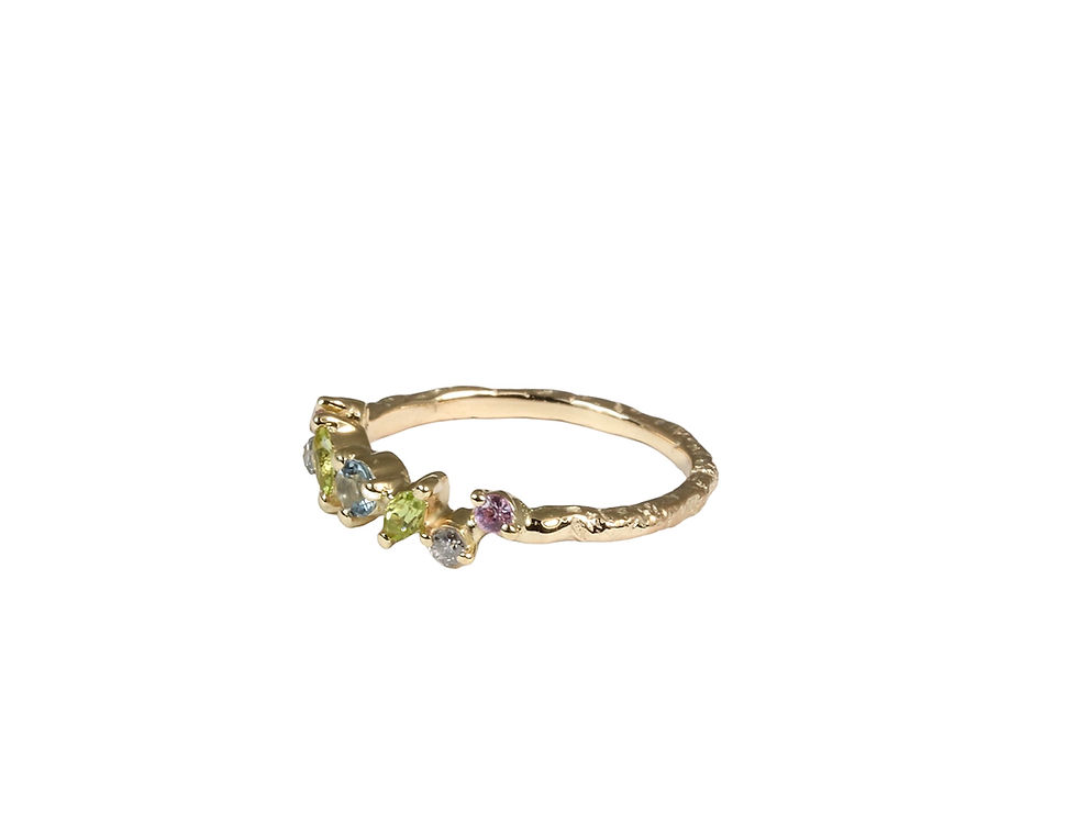 Thumbnail: PRINCESS minimalist ring with rainbow stones