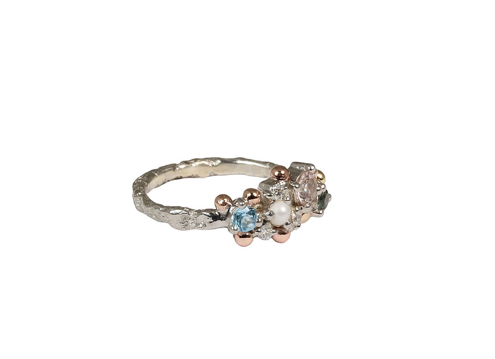 Thumbnail: Playful FAMILY MARISA ring with Morganite stone, Atelje DR jewelry