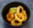 Vegan deep-fried calamari rings with lime