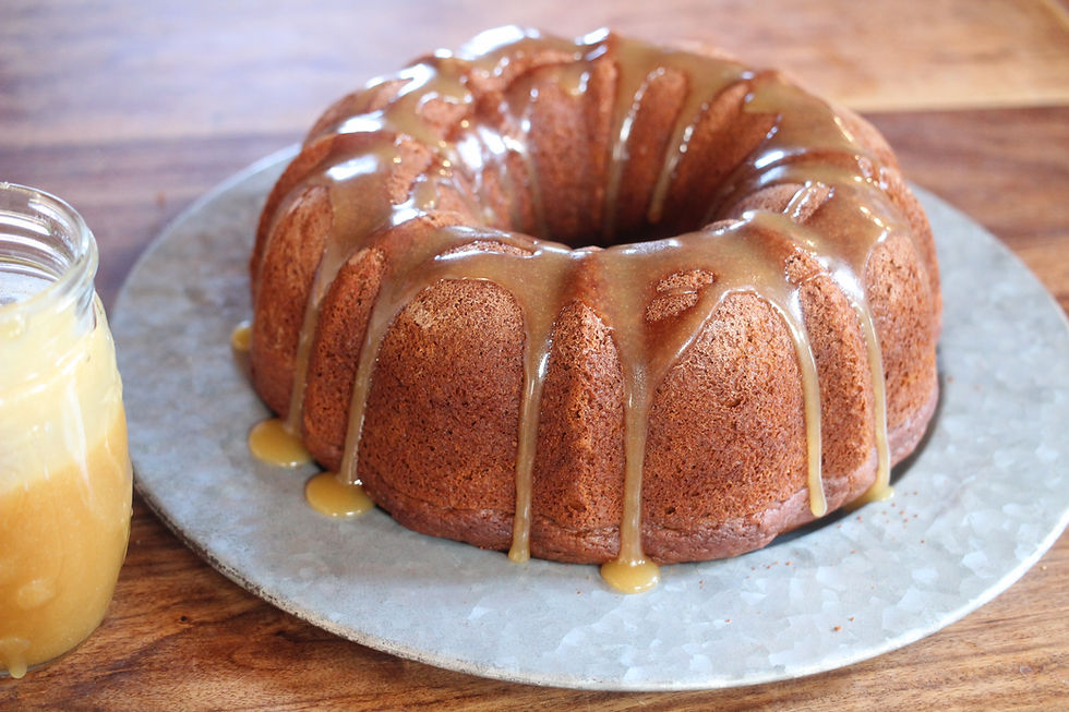 Pumpkin Gingerbread Cake               with Sea Salt Caramel Sauce 