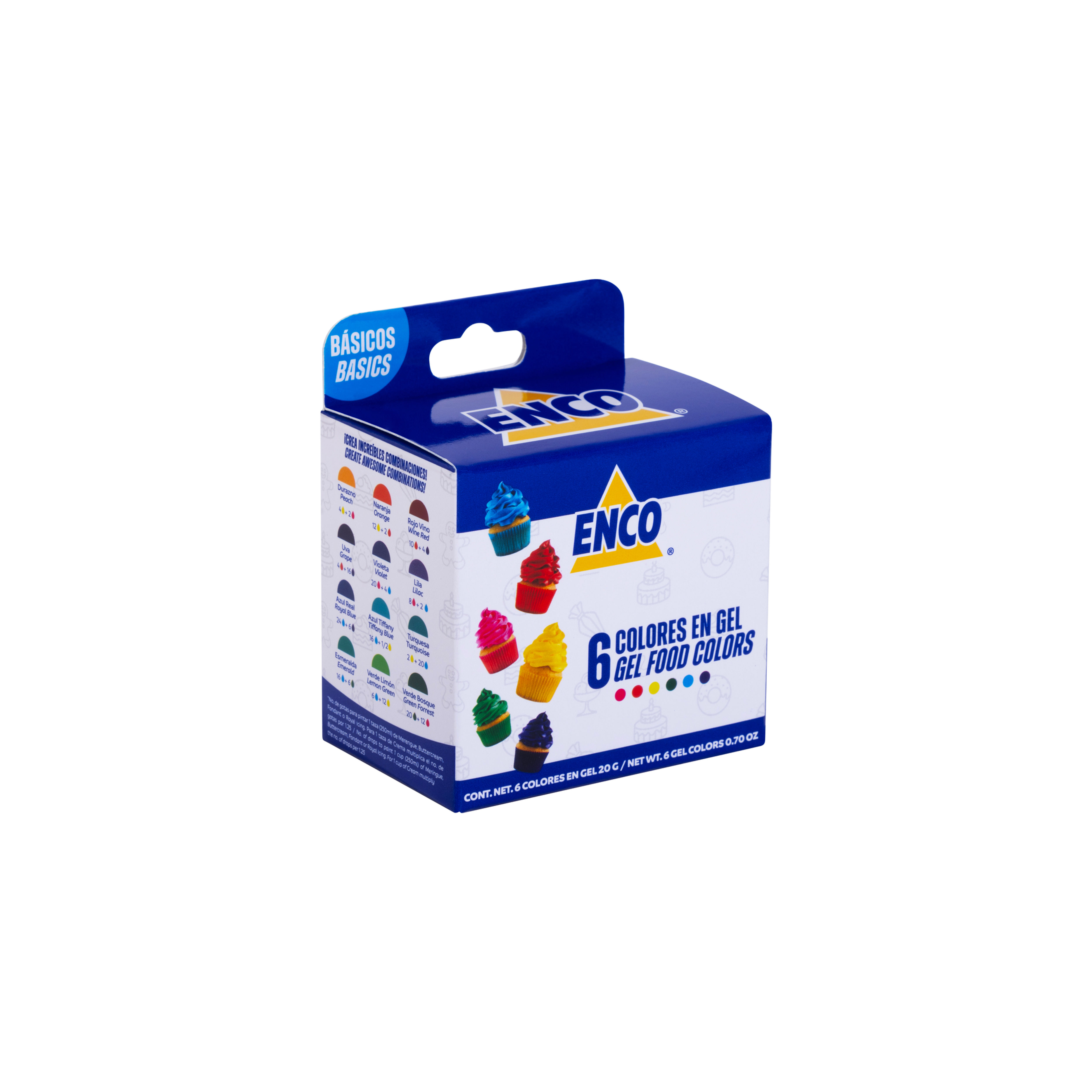 Kit 6 Colores Basicos Gel 20g, marca ENCO