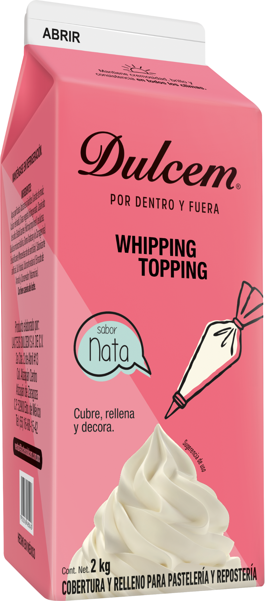 Whip Topping Dulcem Nata 1 Kg, marca Dulcem