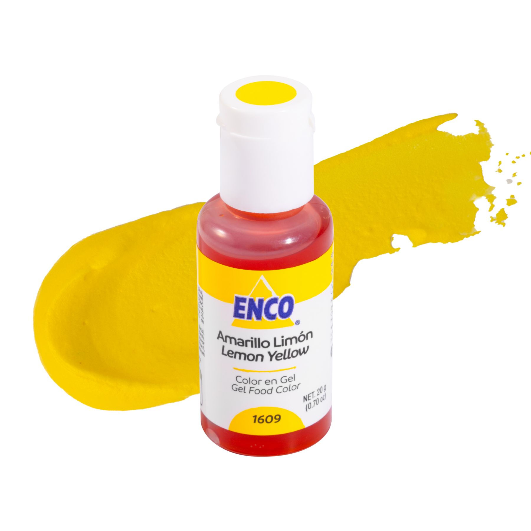 Colorante en Gel ENCO Amarillo Limón 20g espatuleado, marca ENCO